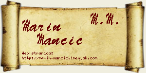 Marin Mančić vizit kartica